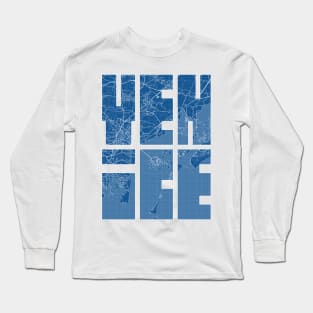 Venice, Italy City Map Typography - Blueprint Long Sleeve T-Shirt